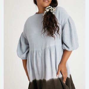 Mustard Seed Elegant Blue and Green Women's Dress. Very oversized